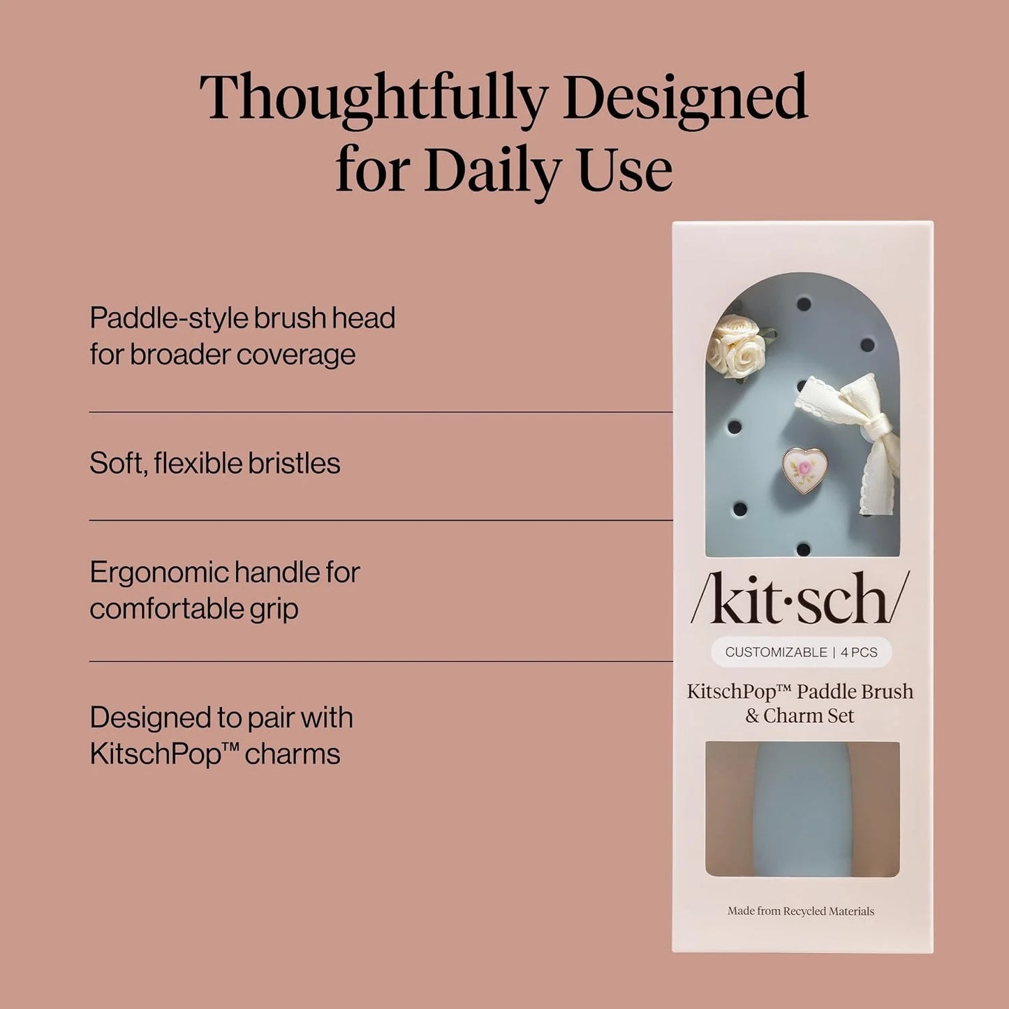 KitschPop™ Paddle Brush | Hair Brushes for Women – Haze Blue