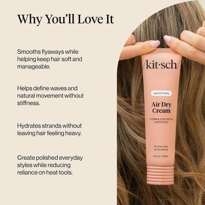 Kitsch Smoothing Air Dry Cream – With Castor Oil & Coconut Oil - 5 oz