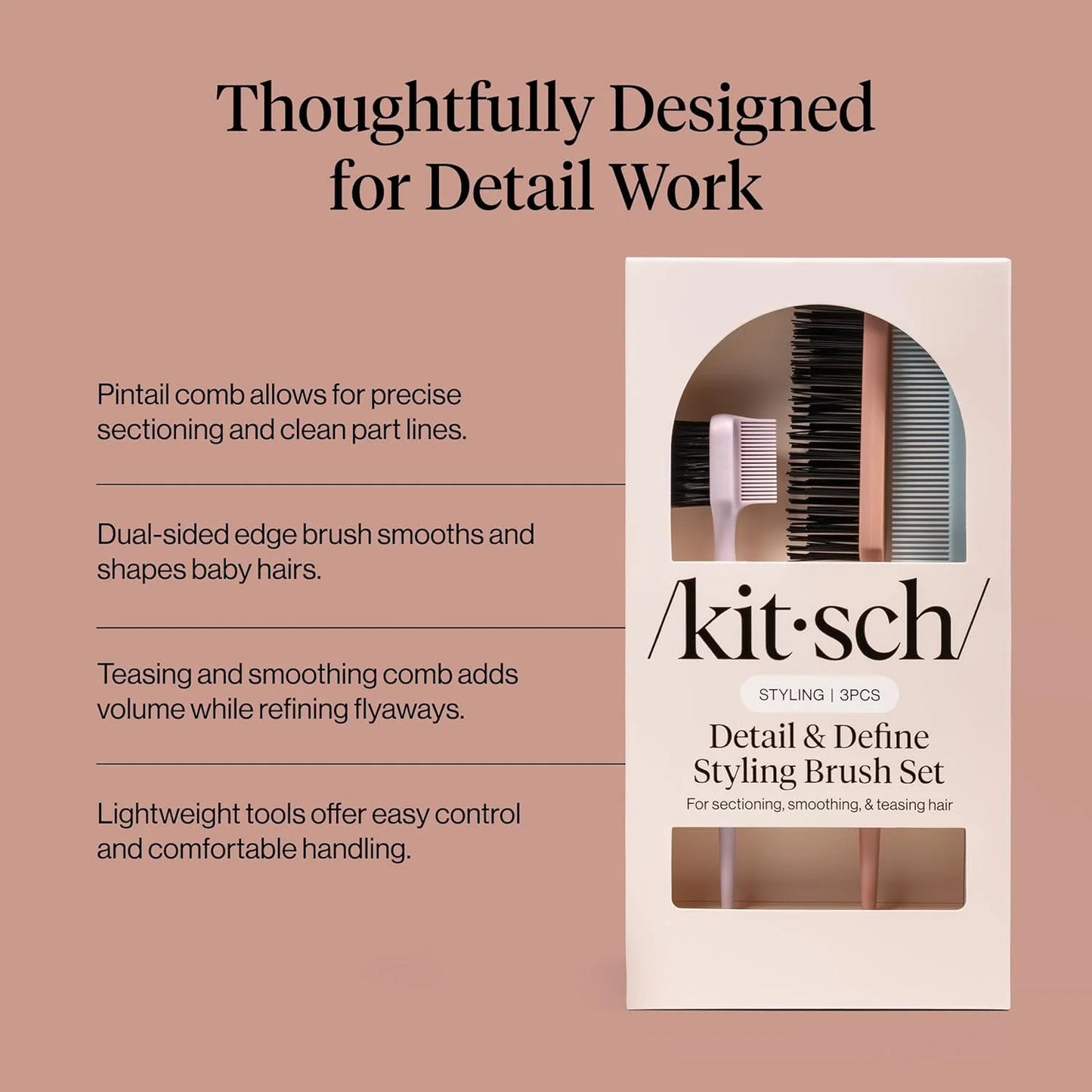 Kitsch Slick Back Hair Brush – Slick Back Brush for Styling