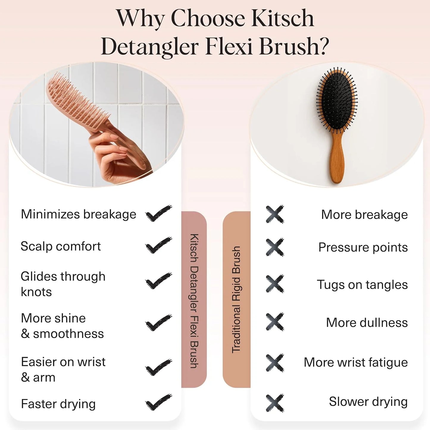Kitsch Flexi Flow Detangler Brush, Hair Brushes For Women - Soft Violet