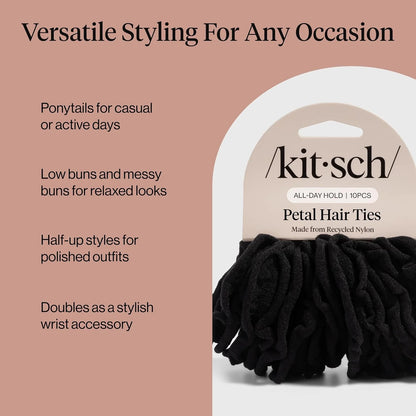 Kitsch Ribbed Hair Ties No Damage - Blush, 10pcs