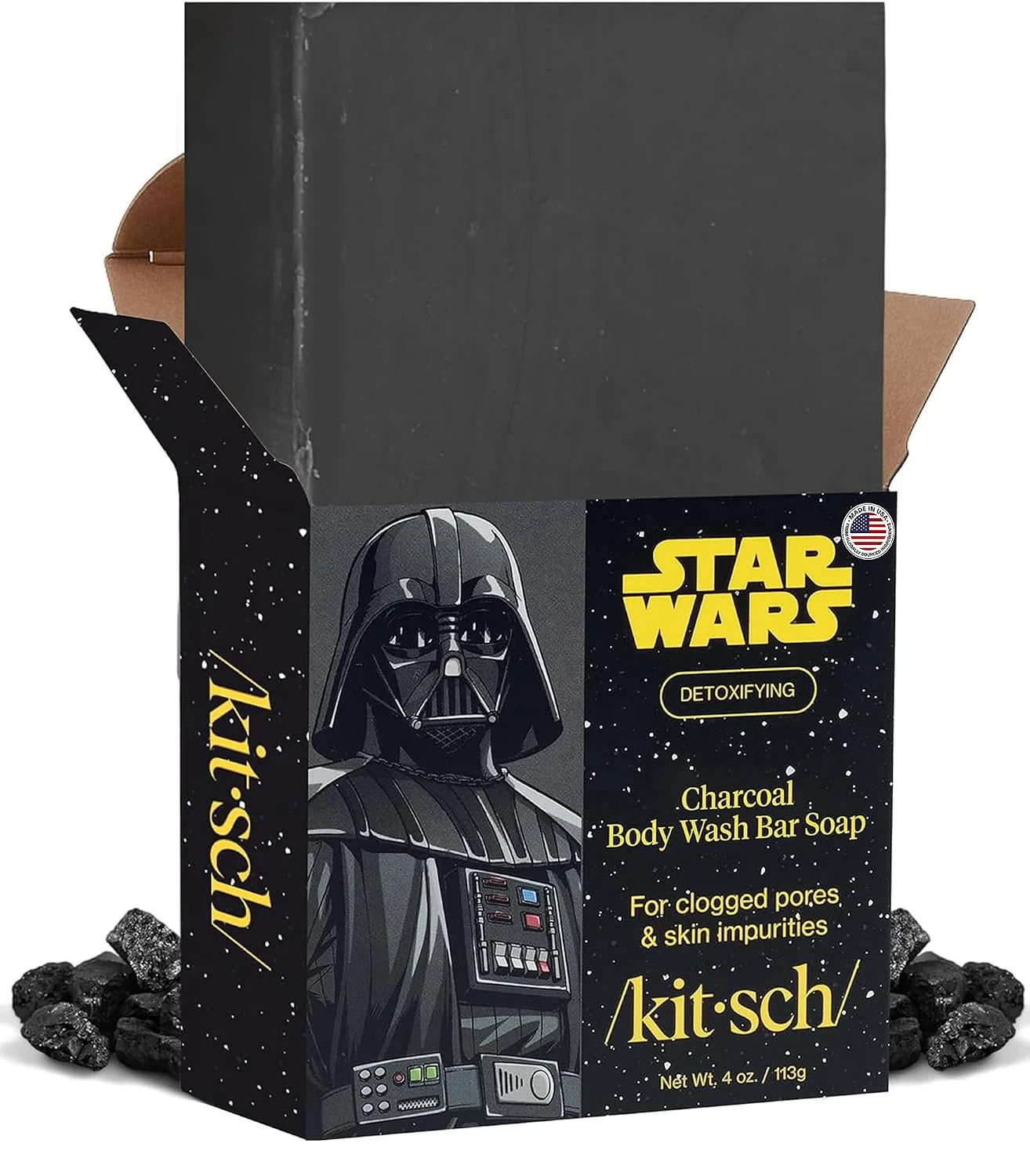 Kitsch Charcoal Soap Body Wash Bar for Cleansing – Made in USA, 4 oz