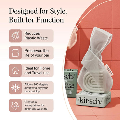 Kitsch Soap Saver Bag – Patented Mesh Bag Soap Holder with Tag Identifier