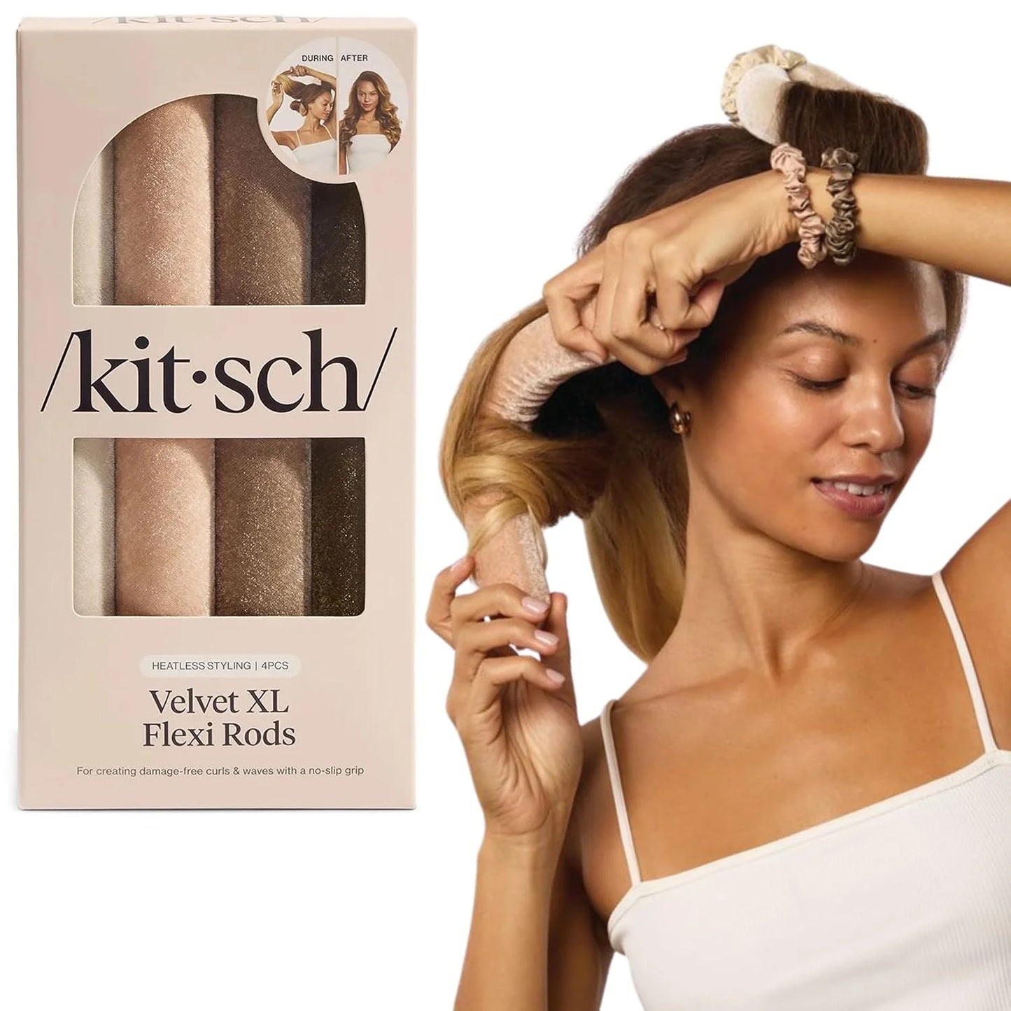 Kitsch Satin Flexi Rods Heatless Curling Rod - 6 pcs, Rosewood