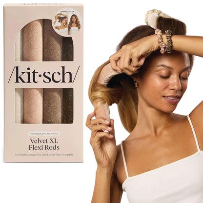 Kitsch Satin Flexi Rods Heatless Curling Rod - 6 pcs, Rosewood