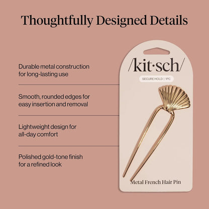 Kitsch Mini Metal French Hair Pin & Hair Clips for Women - Silver, Set of 3