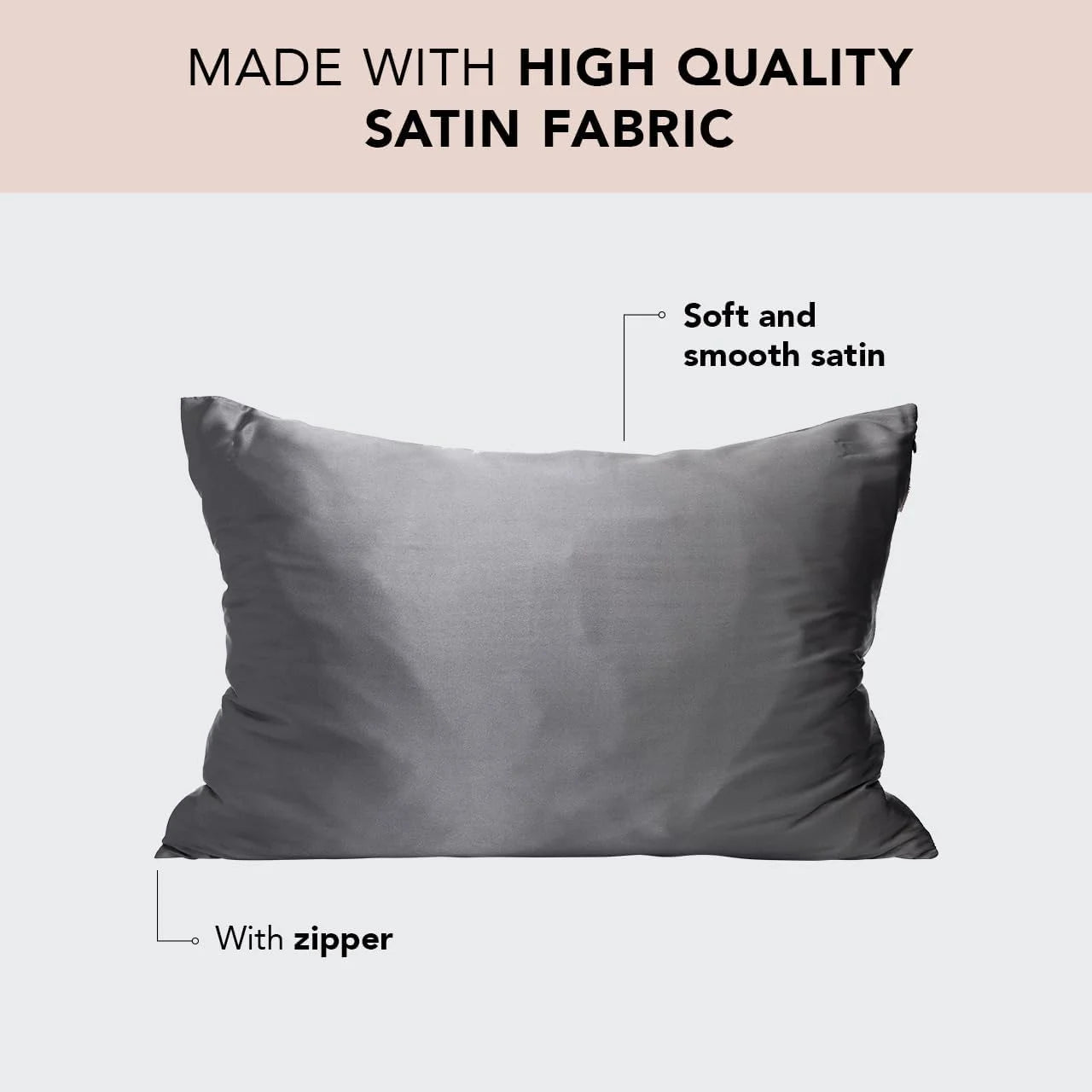 Kitsch Satin Pillowcase with Zipper - Standard Size, Haze Blue