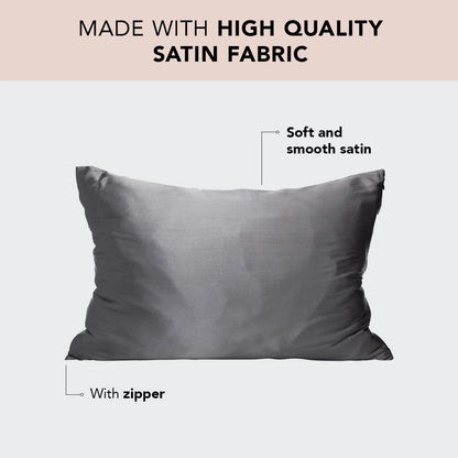 Kitsch Satin Pillowcase with Zipper - Standard Size, Haze Blue
