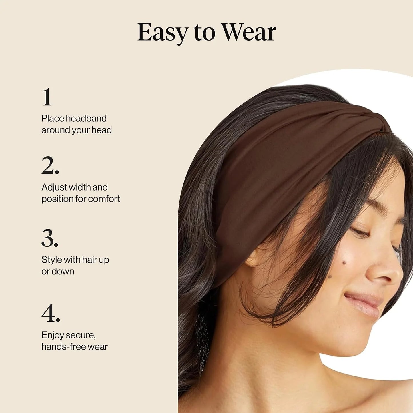 Kitsch Wide Headbands for Women Non Slip - Black and Camel, 2pcs