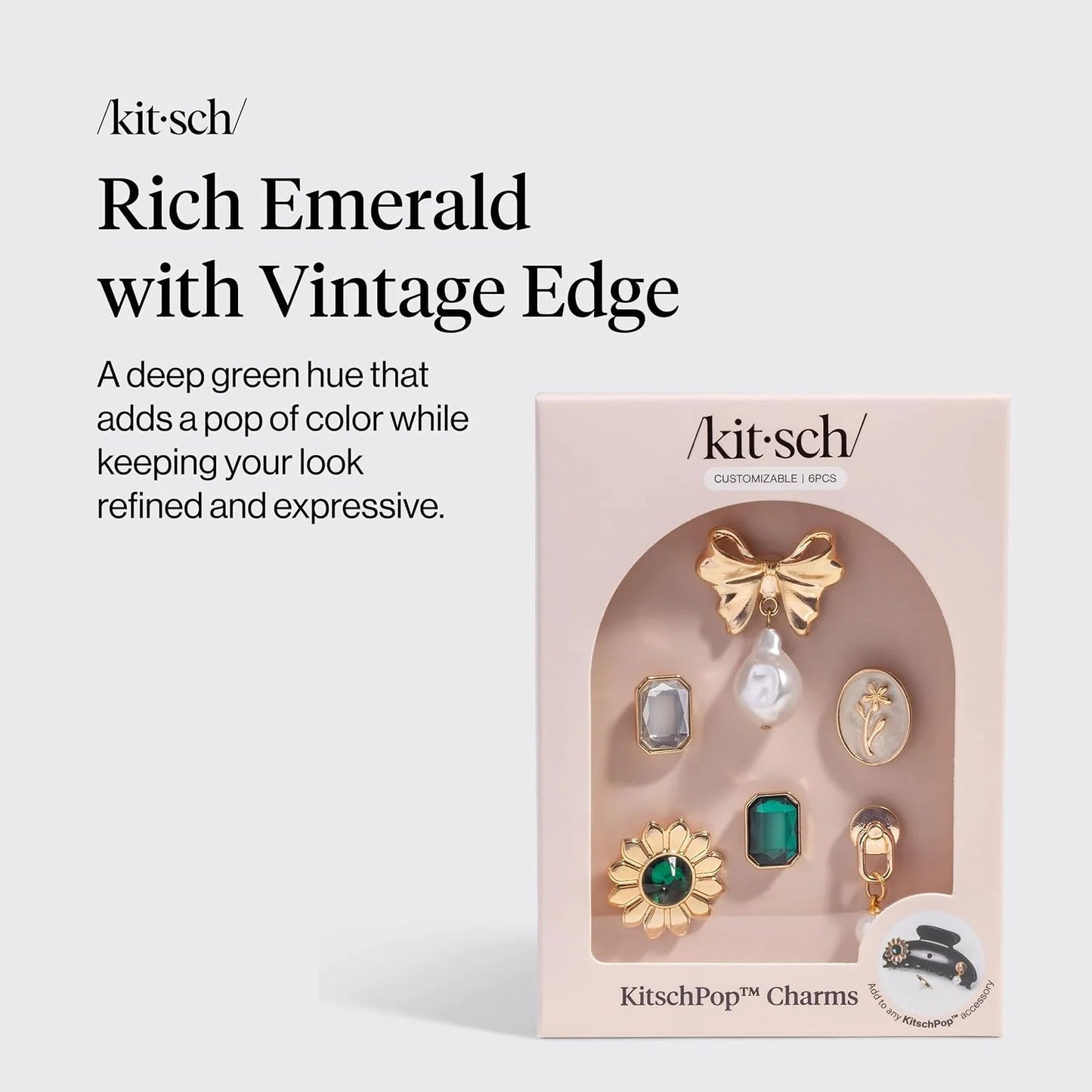 KitschPop™ Charm Sets - Vintage Emerald, 6pcs