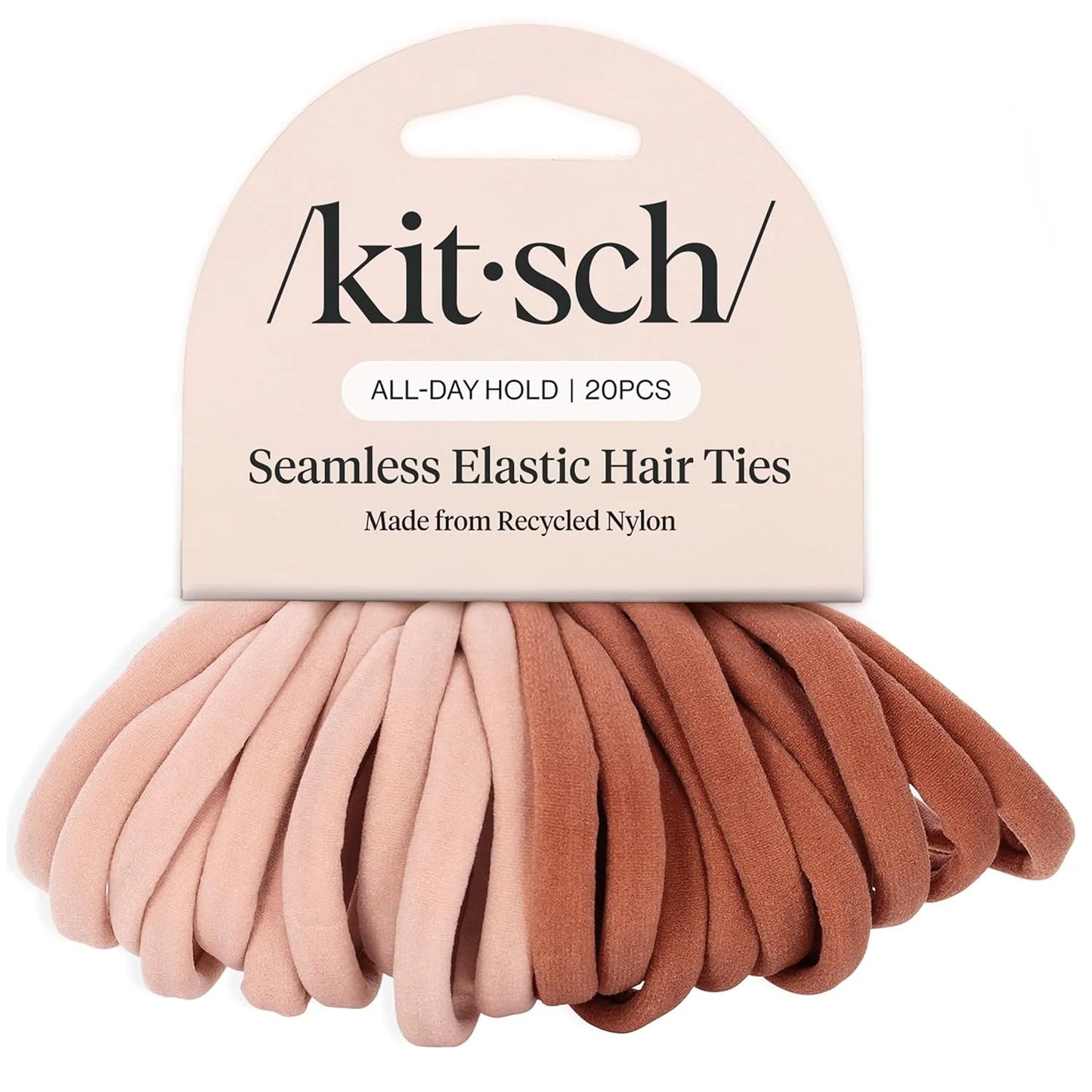 Kitsch Ribbed Hair Ties No Damage - Blush, 10pcs