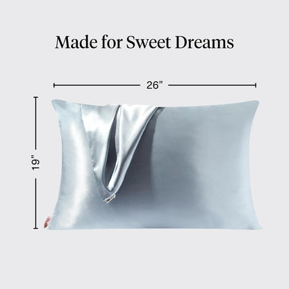 Kitsch Satin Pillowcase with Zipper - Standard Size, Haze Blue