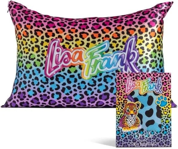 Lisa Frank x Kitsch Satin Pillowcase, Size 19x36 - Rainbow Leopard
