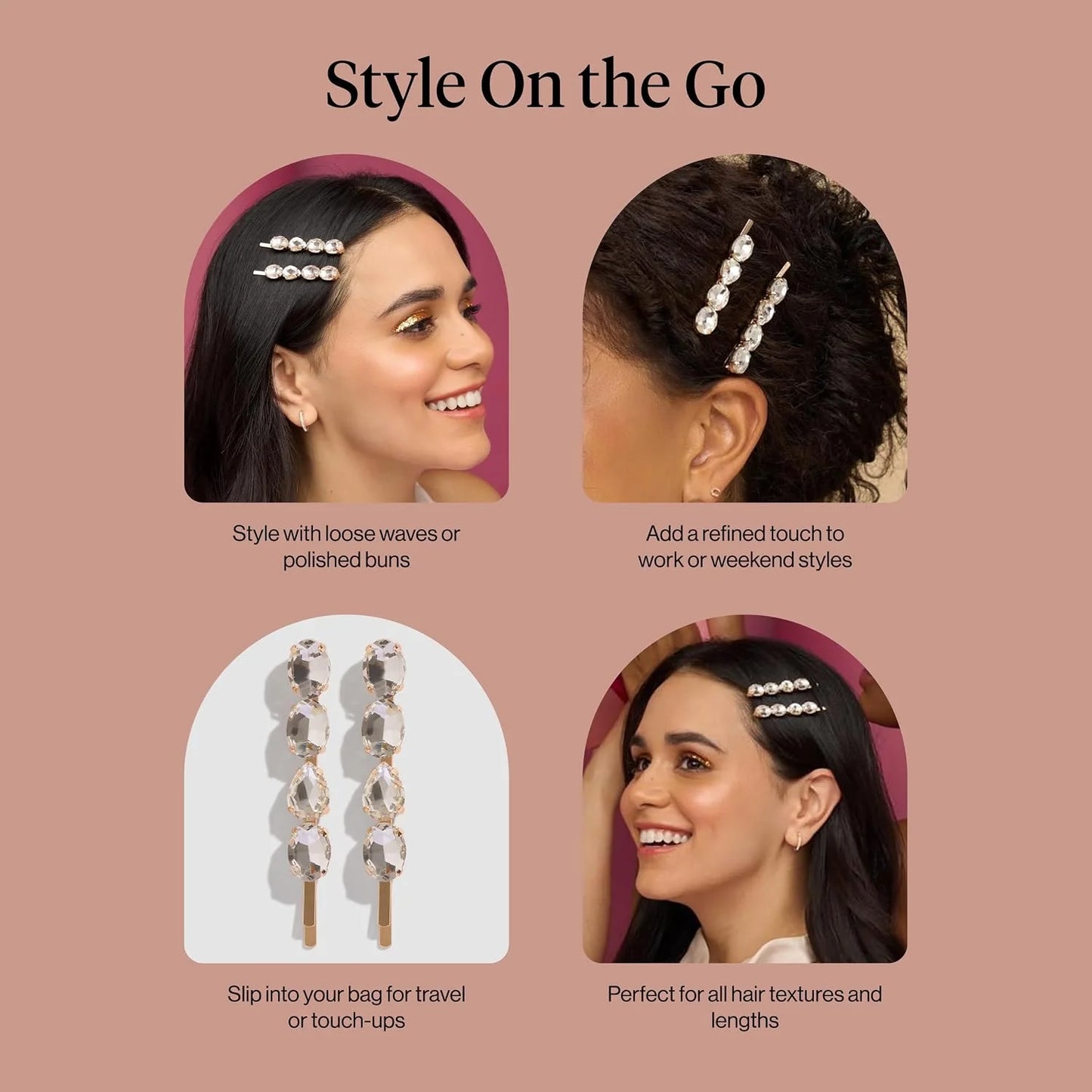 Kitsch Spiral Bobby Pins - Hair Accessories For Women - Brown, 3pcs