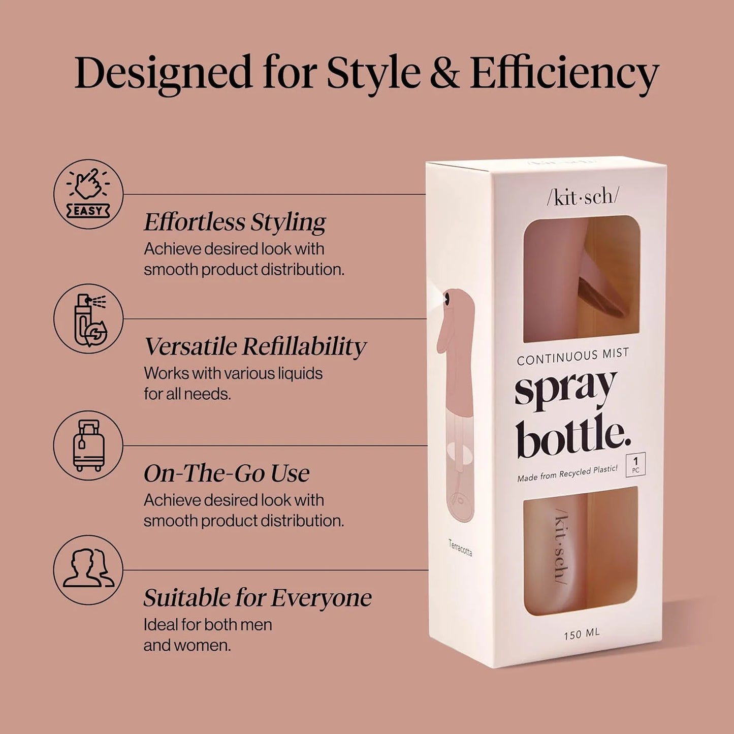 Kitsch Continuous Spray Bottle for Hair – Sheer Violet, 150ml