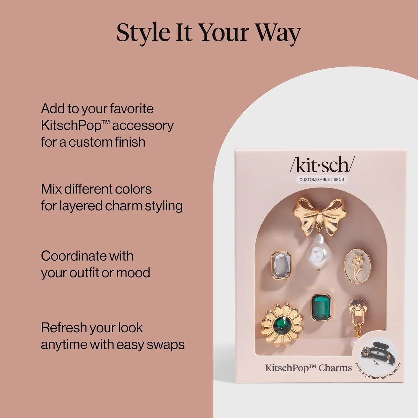 KitschPop™ Charm Sets - Vintage Emerald, 6pcs