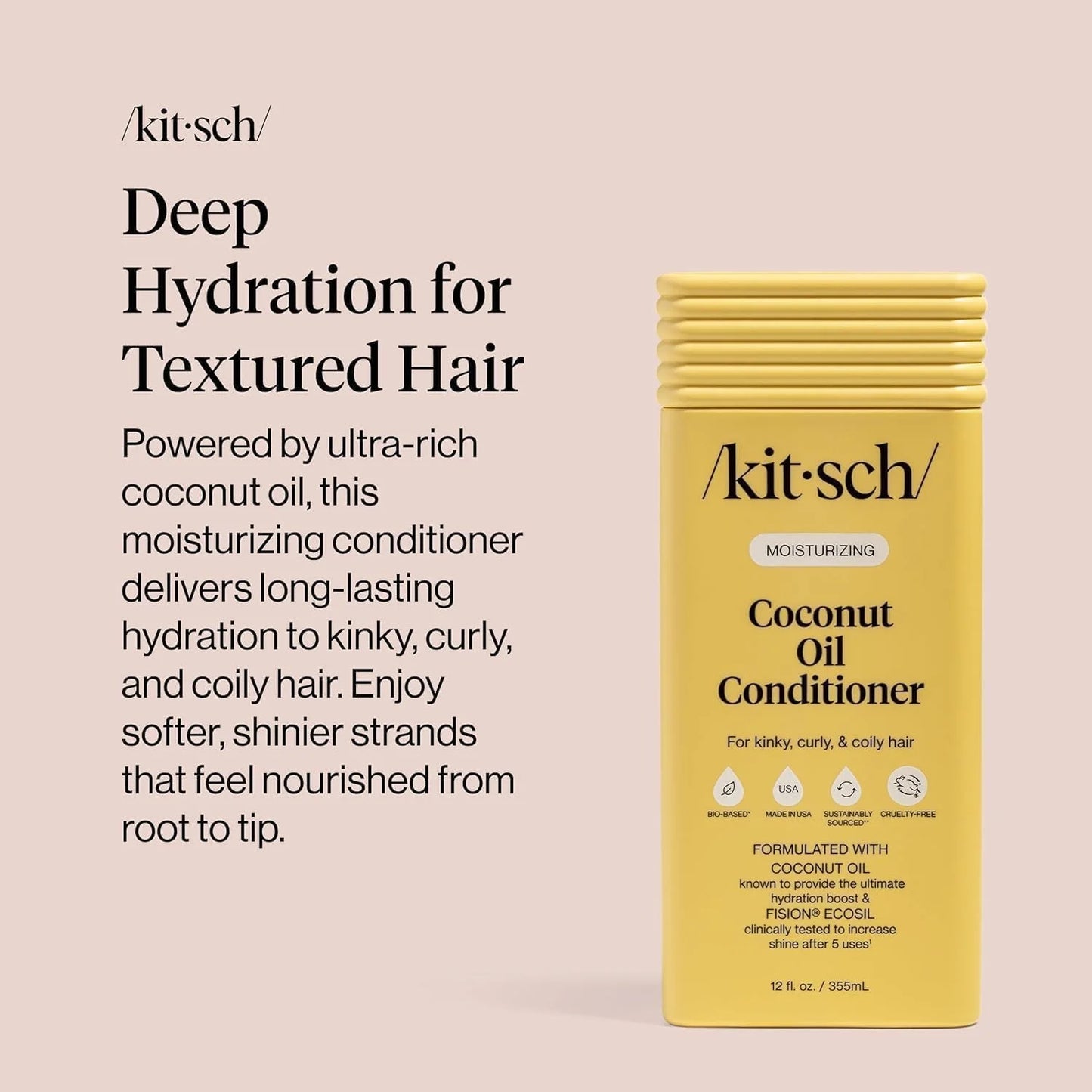 Kitsch Coconut Oil Hair Conditioner for Women & Men – Made in USA – 12 oz