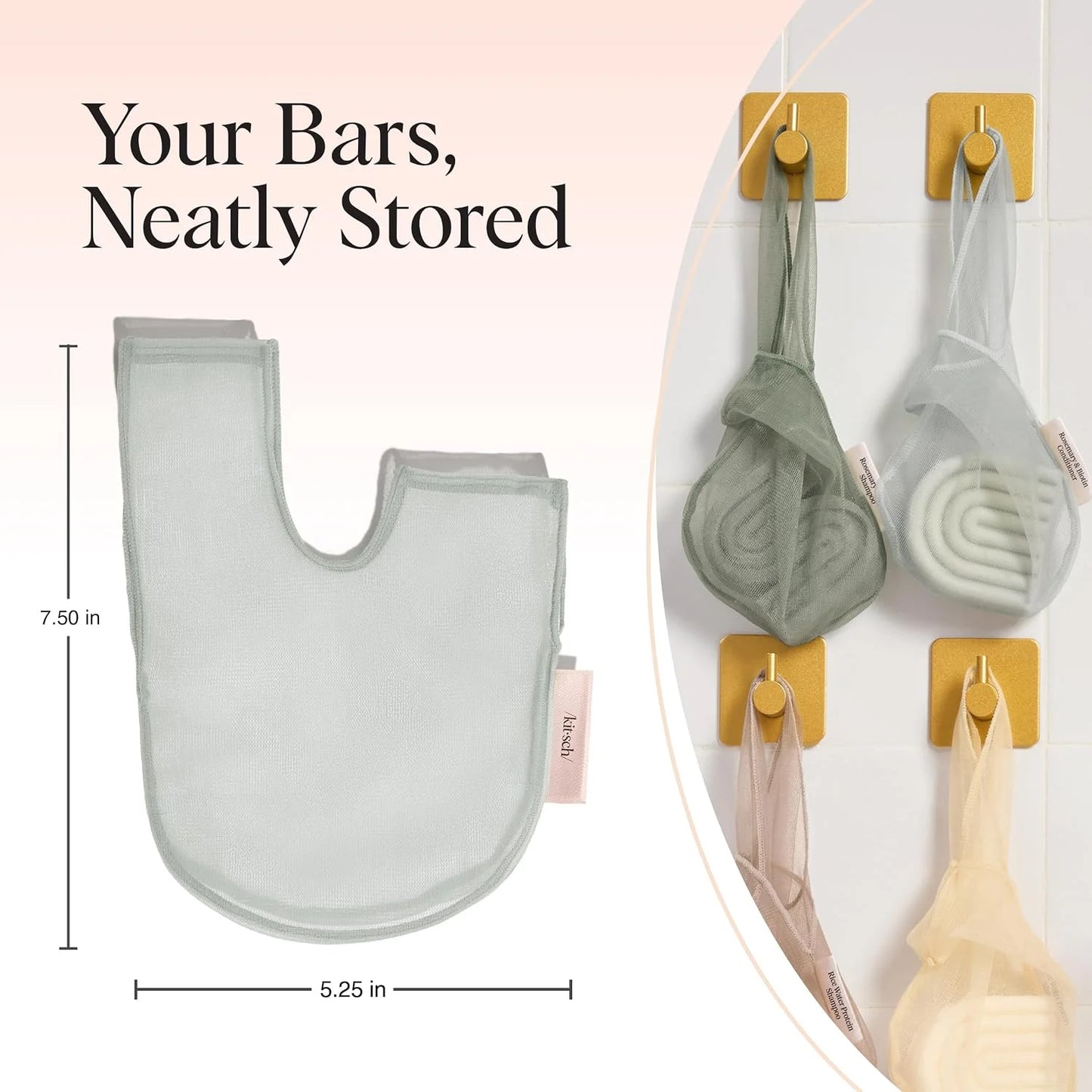 Kitsch Soap Saver Bag – Patented Mesh Bag Soap Holder with Tag Identifier
