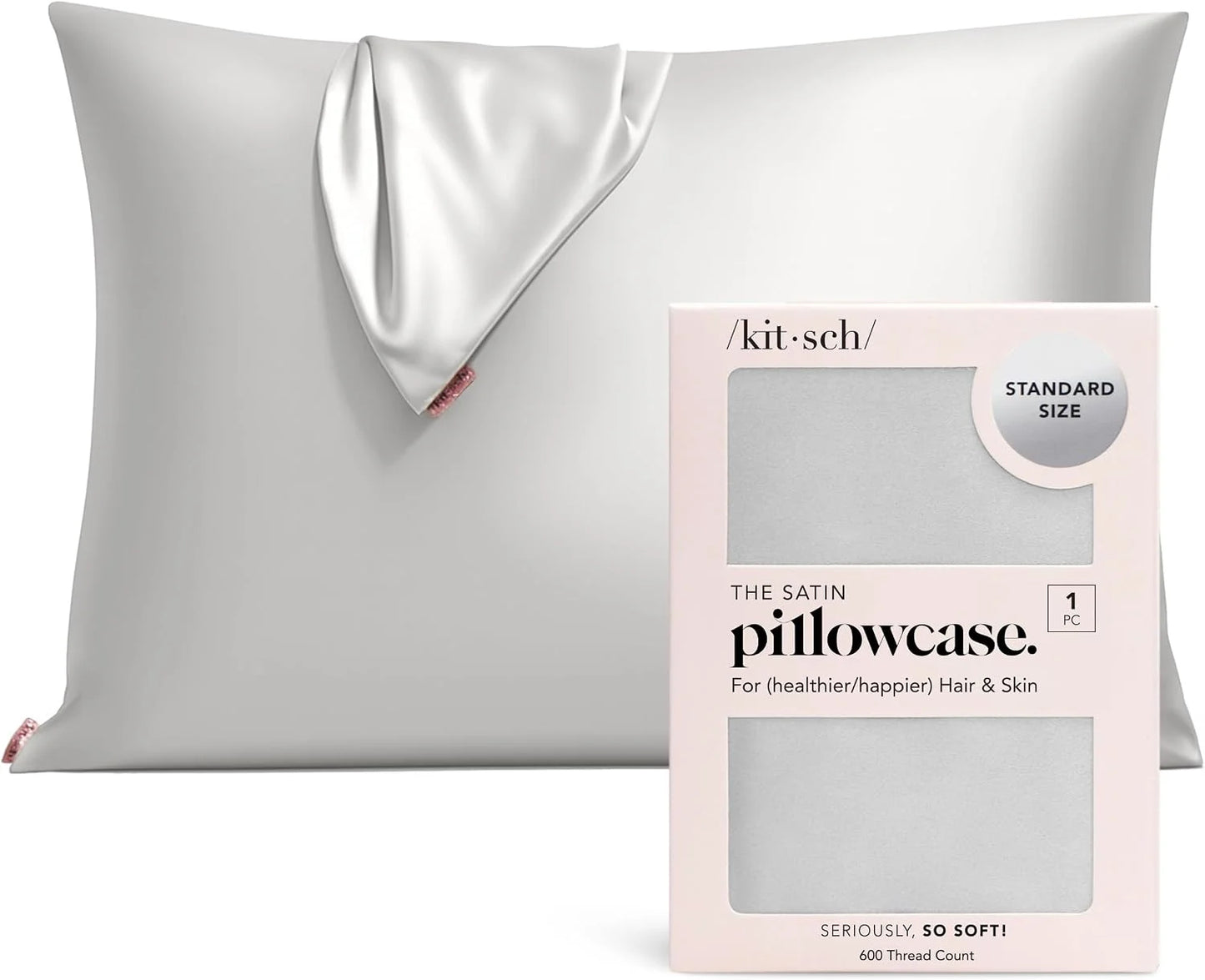 Kitsch Satin Pillowcase with Zipper - Standard Size, Haze Blue