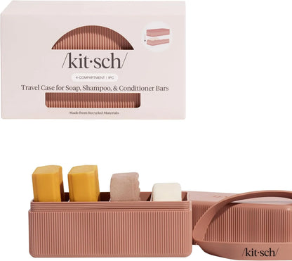 Kitsch 4-Compartment Travel Soap Case – TSA-Approved Bar Soap Holder