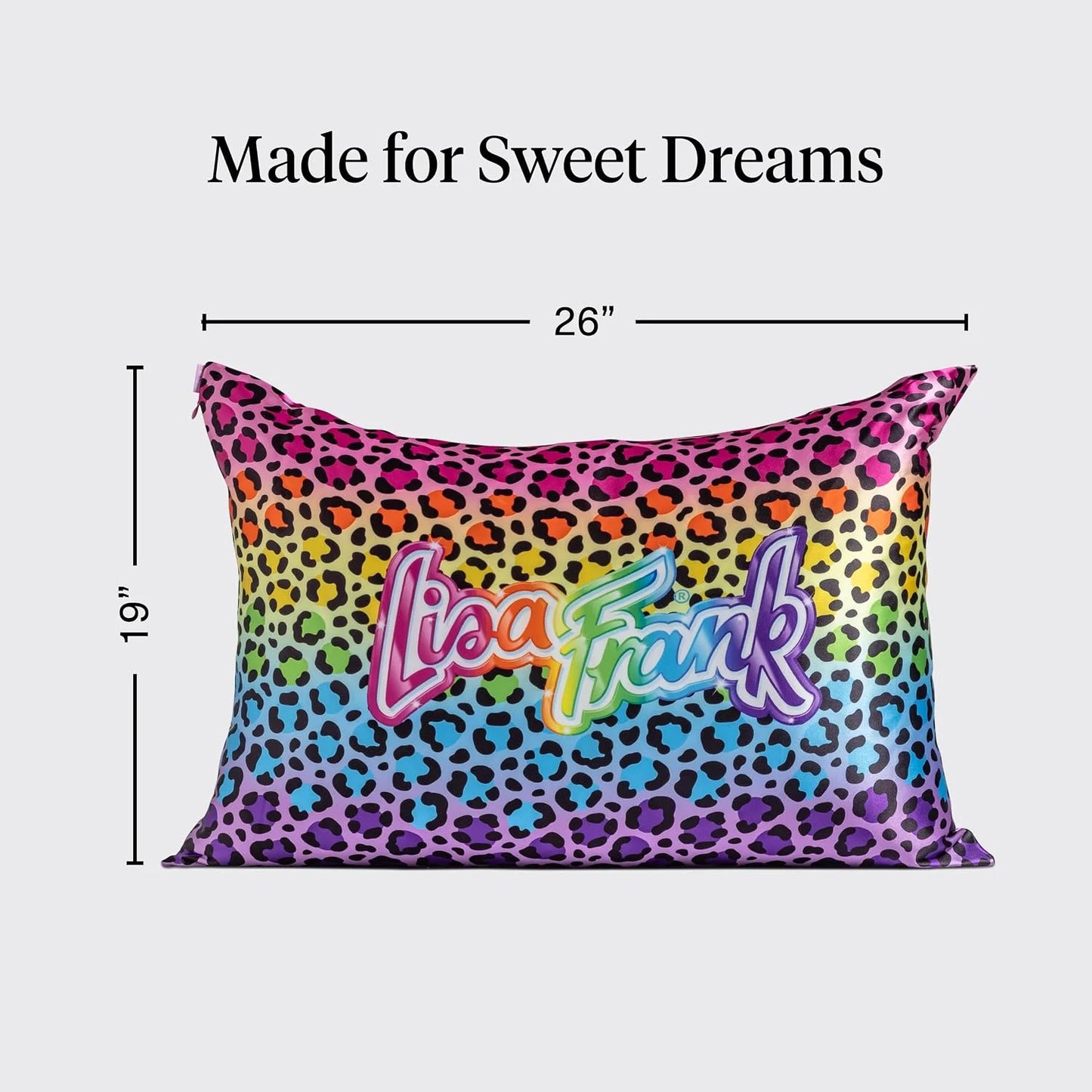 Lisa Frank x Kitsch Satin Pillowcase, Size 19x36 - Rainbow Leopard