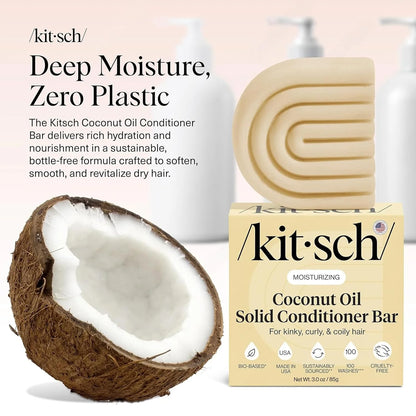 Kitsch Coconut Oil Conditioner Bar Soap for Hair Care - Made in USA, 3 oz