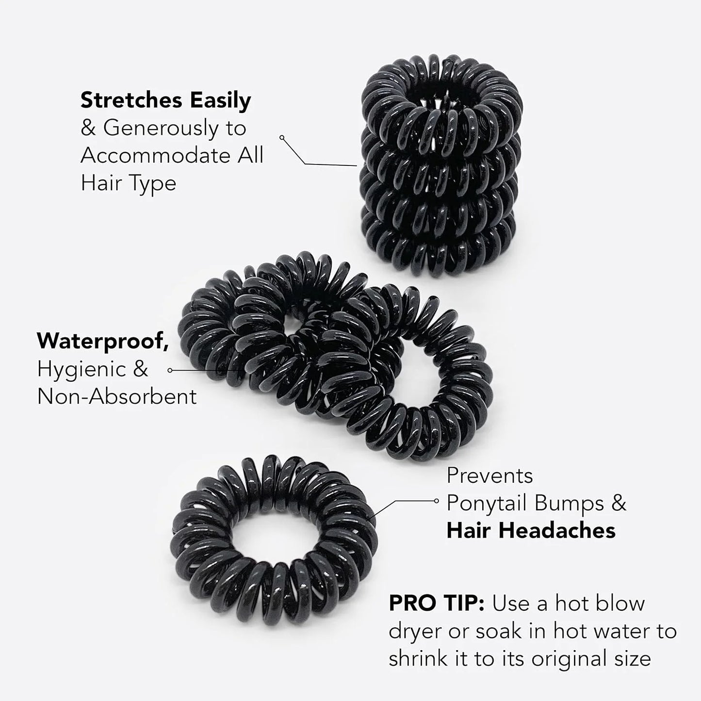 Kitsch Spiral Hair Ties for Women | Ponytail Holders - Brunette, 8 Pcs