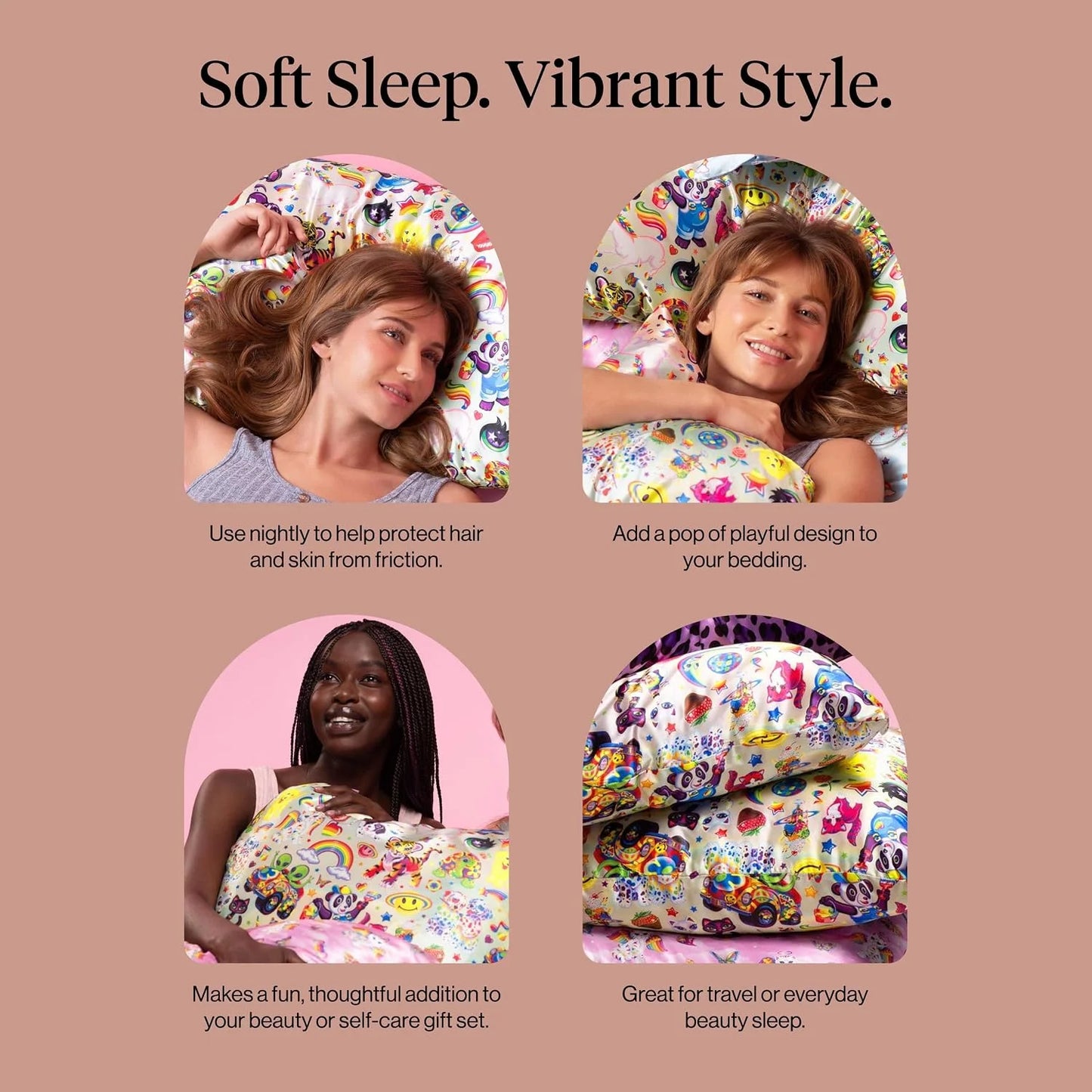 Lisa Frank x Kitsch Satin Pillowcase, Size 19x36 - Rainbow Leopard