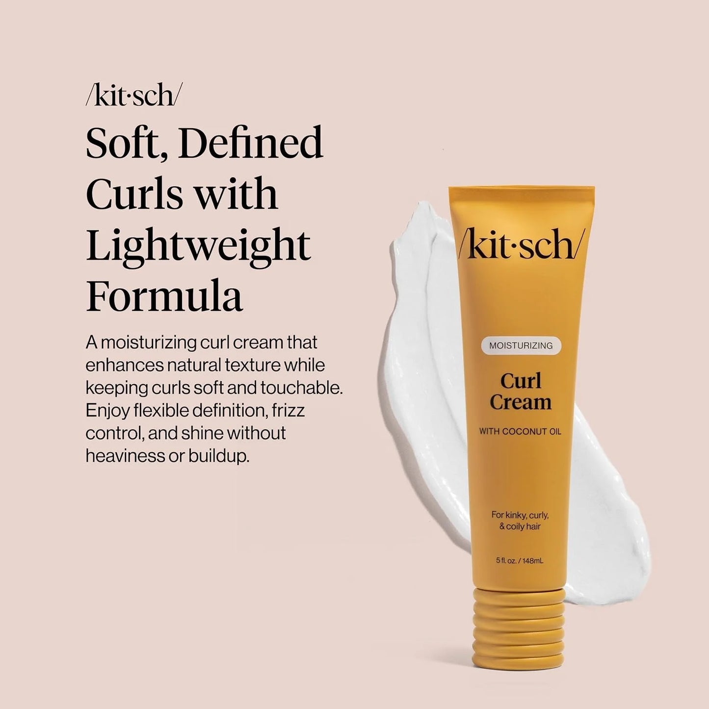 Kitsch Moisturizing Curl Cream for Curly, Wavy Hair – 5oz