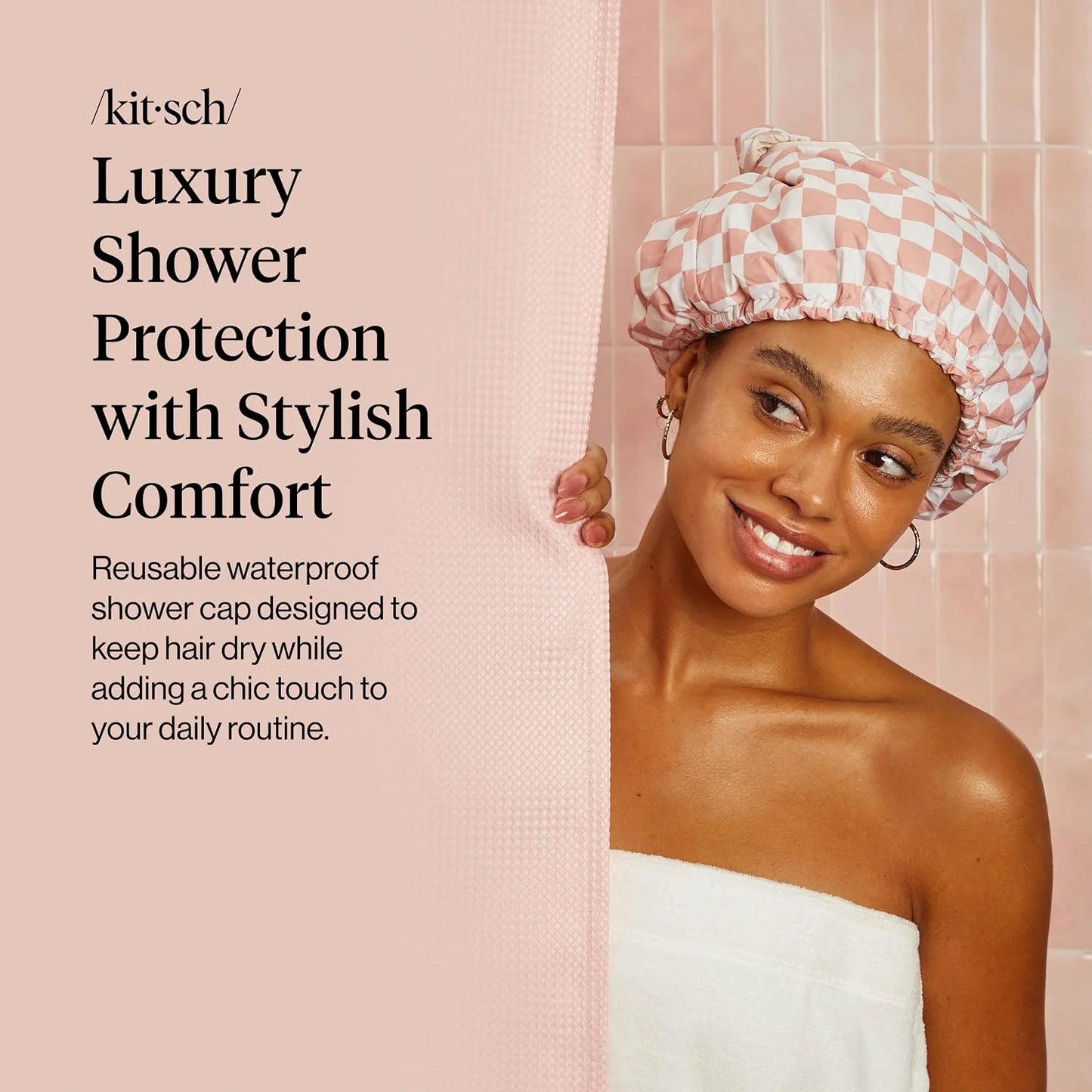 Kitsch Luxury Large Shower Cap for Women - Cherry Print