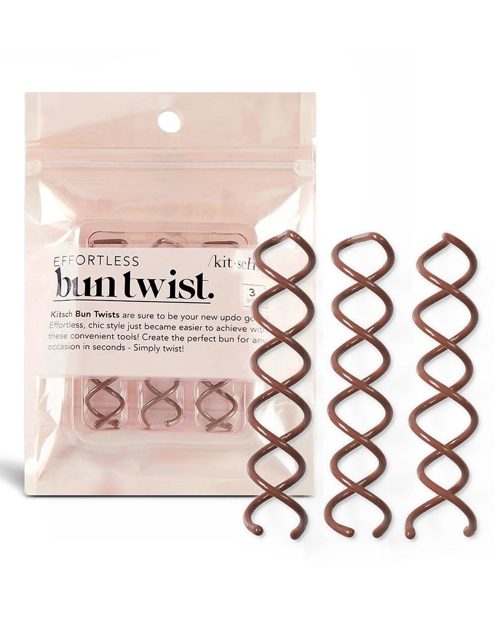 Kitsch Spiral Bobby Pins - Hair Accessories For Women - Brown, 3pcs
