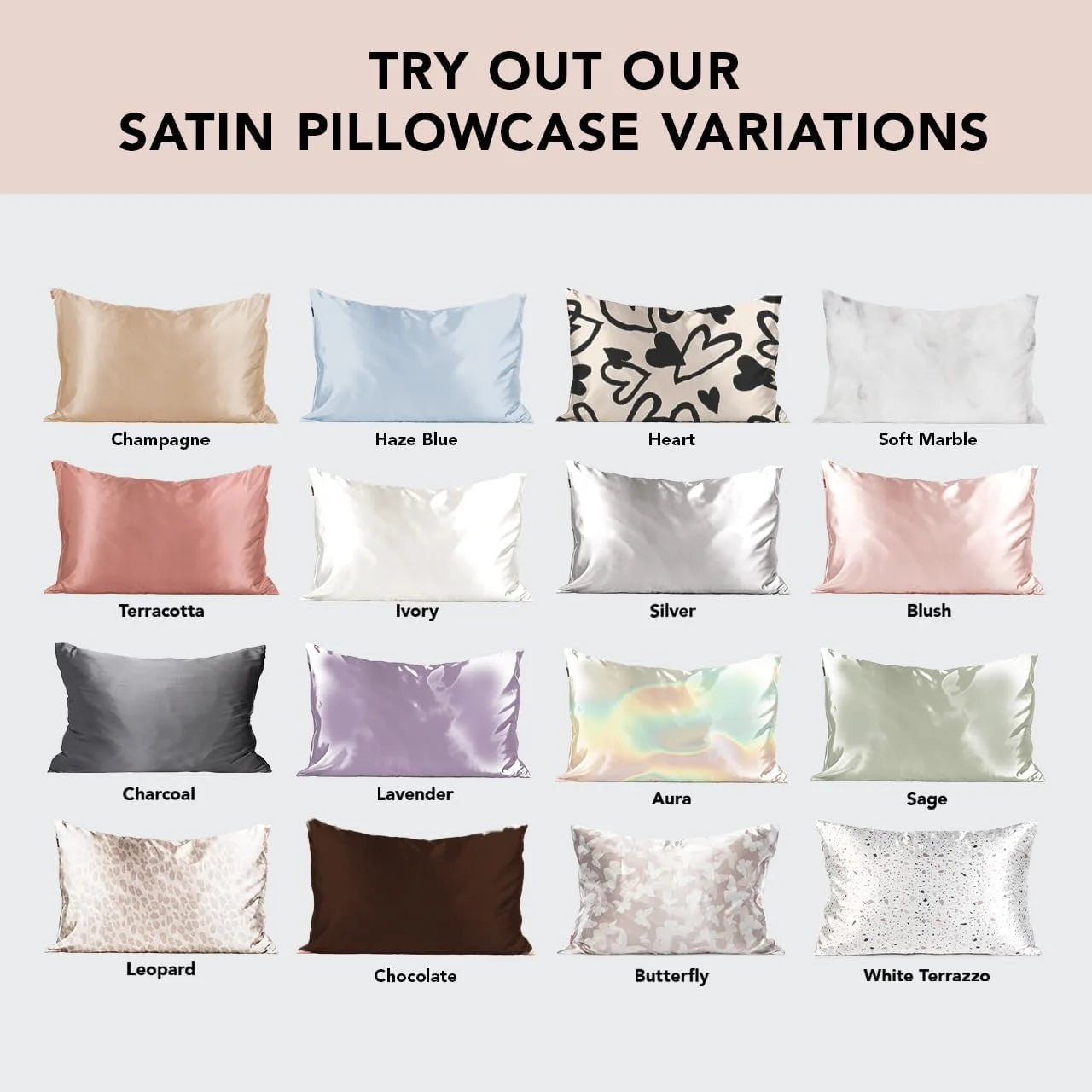 Kitsch Satin Pillowcase with Zipper - Standard Size, Haze Blue