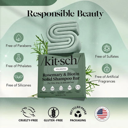 Kitsch Argan Oil Shampoo Bar Soap for Hair Growth - Made in USA, 3.2 oz