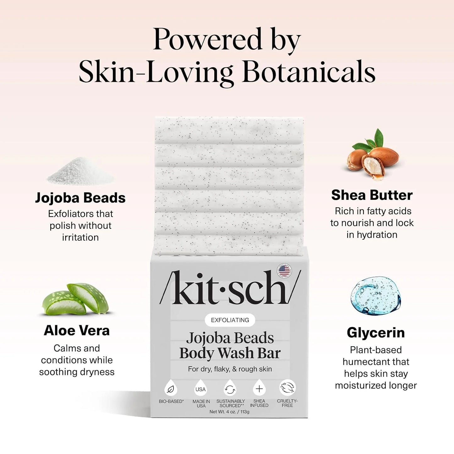 Kitsch Charcoal Soap Body Wash Bar for Cleansing – Made in USA, 4 oz