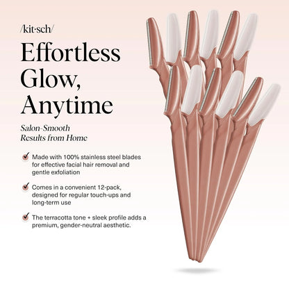 Kitsch Dermaplane Razor for Women Face – Terracotta, 6 pcs