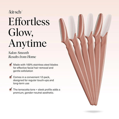 Kitsch Dermaplane Razor for Women Face – Terracotta, 6 pcs