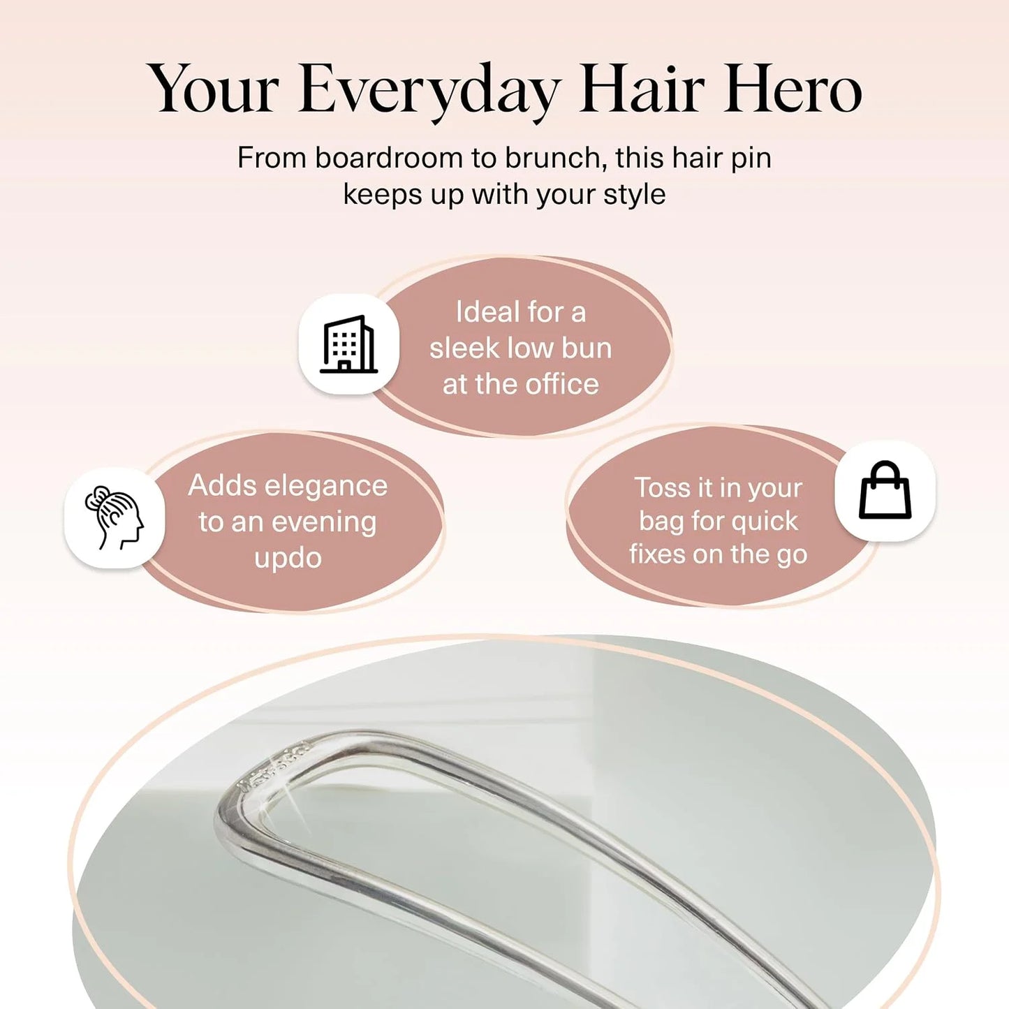 Kitsch Mini Metal French Hair Pin & Hair Clips for Women - Silver, Set of 3
