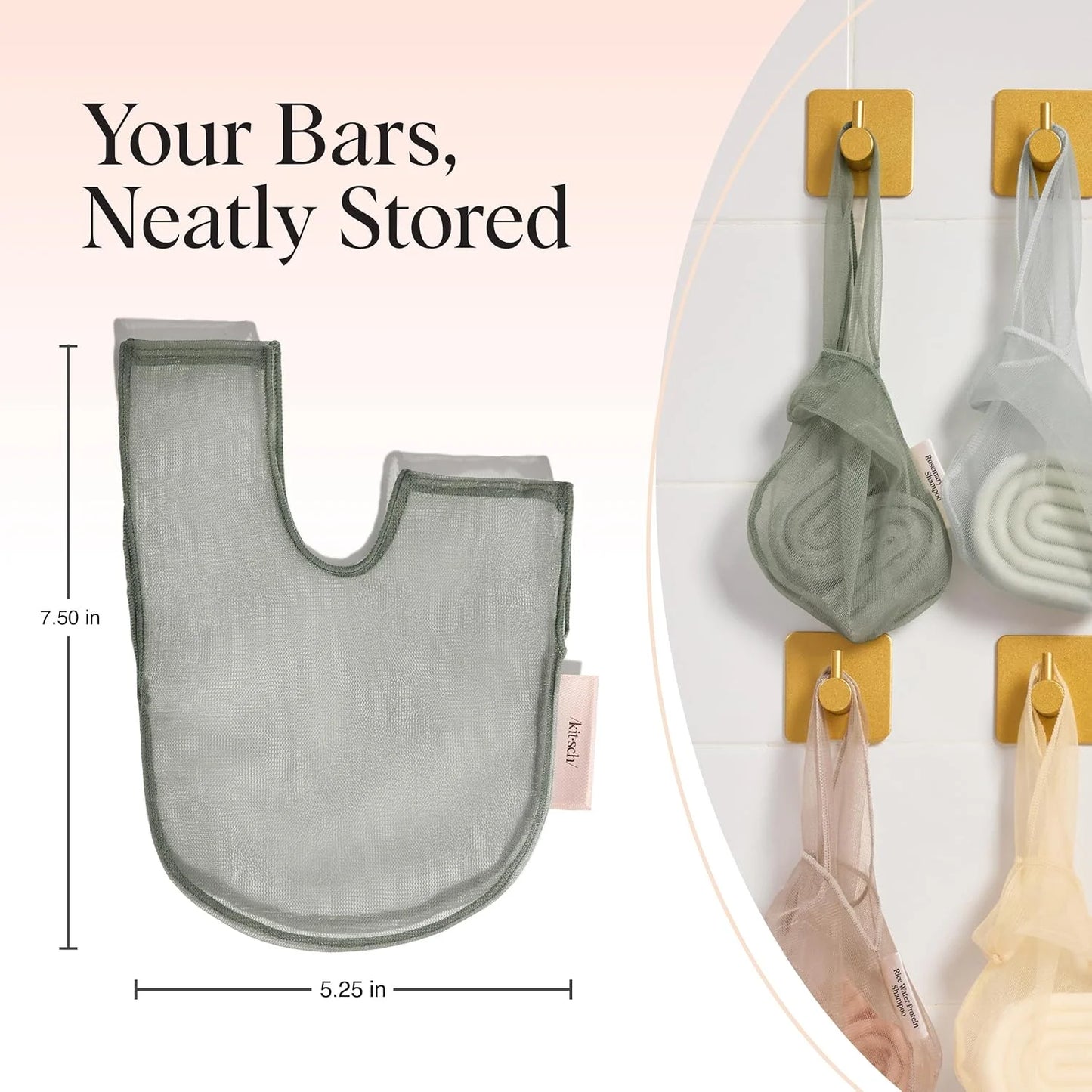 Kitsch Soap Saver Bag – Patented Mesh Bag Soap Holder with Tag Identifier