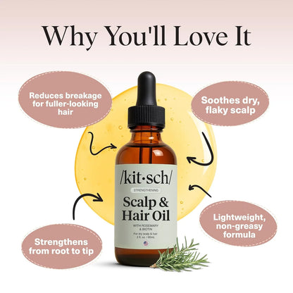 Kitsch Rosemary Oil for Hair Growth -With Castor Oil, Biotin & Jojoba- 60mL
