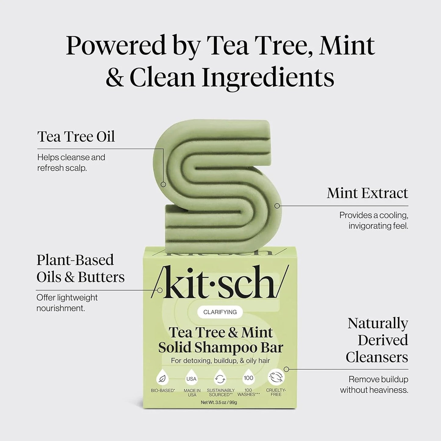 Kitsch Argan Oil Shampoo Bar Soap for Hair Growth - Made in USA, 3.2 oz
