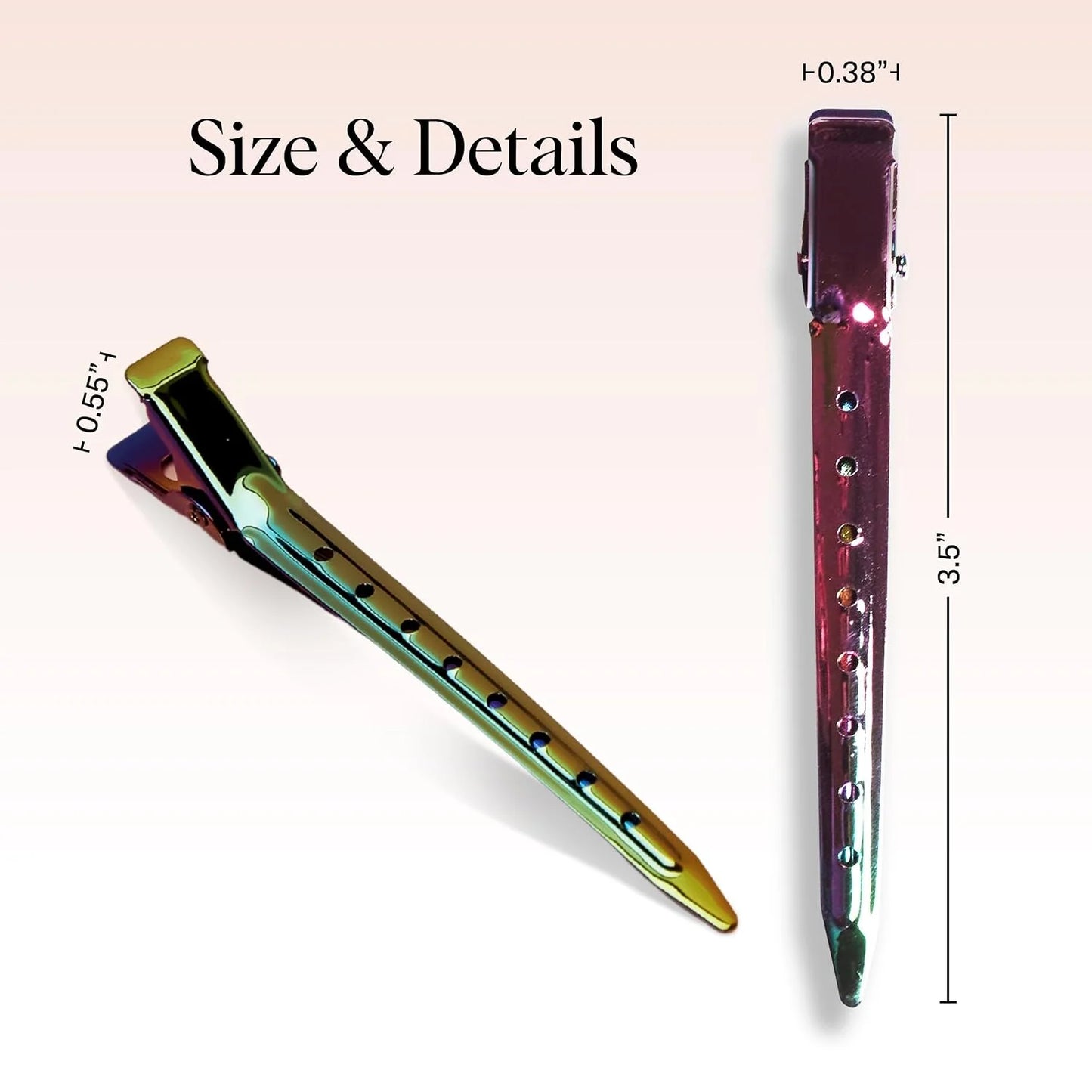 Kitsch Professional Alligator Clips - Rose Gold, 6 Pcs