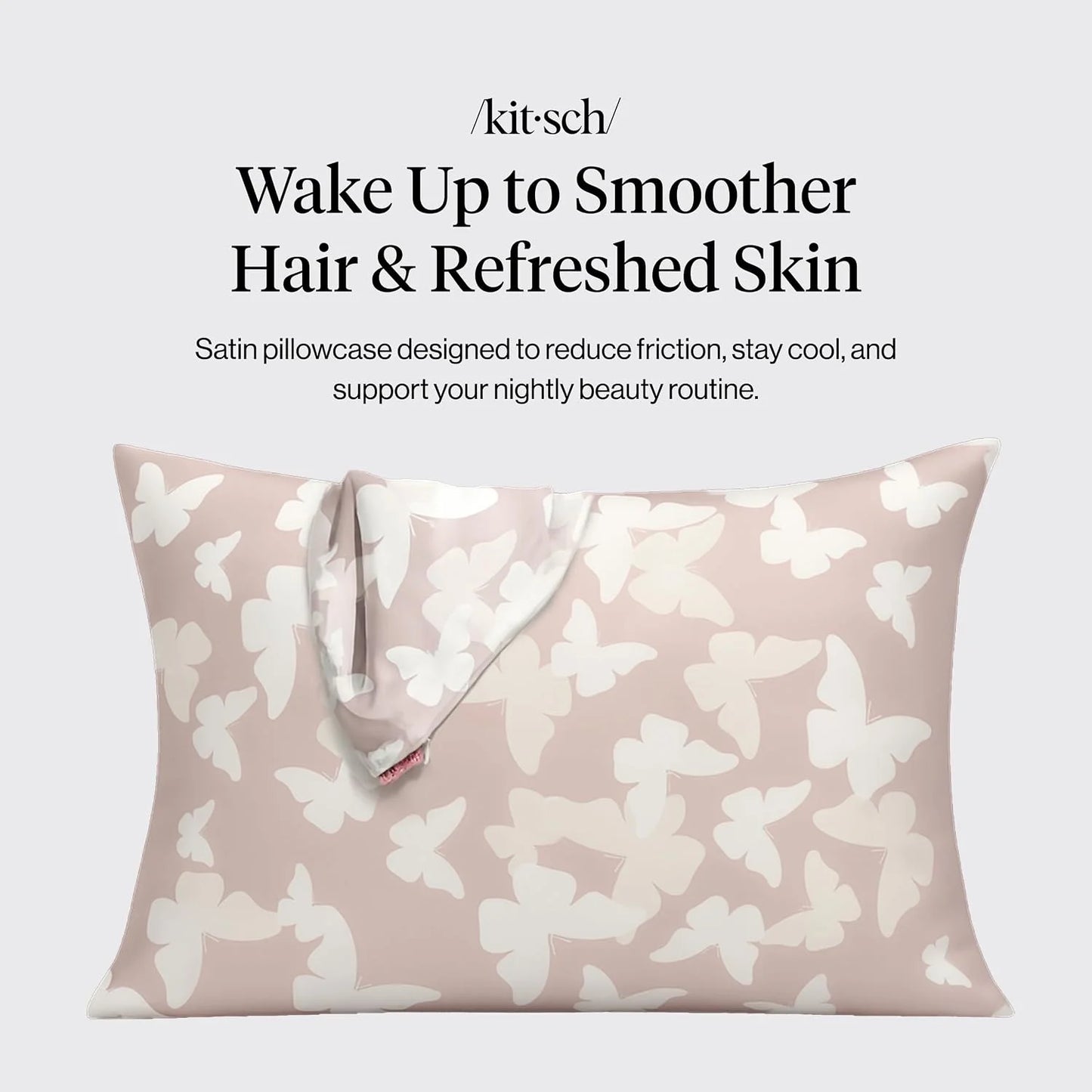 Kitsch Satin Pillowcase with Zipper - Standard Size, Haze Blue