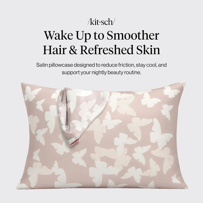 Kitsch Satin Pillowcase with Zipper - Standard Size, Haze Blue