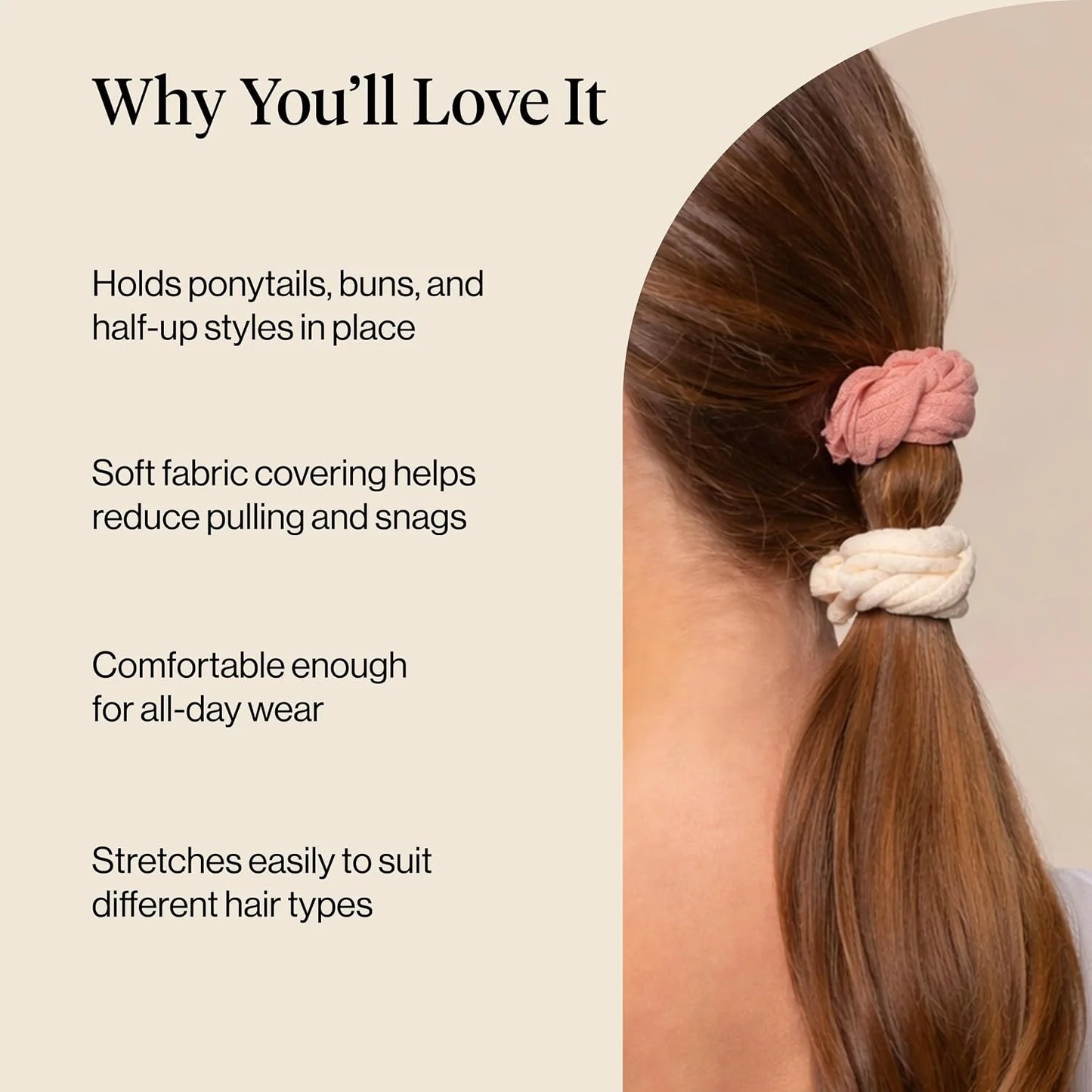 Kitsch Ribbed Hair Ties No Damage - Blush, 10pcs