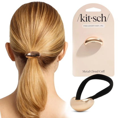 Kitsch Medium Hair Cuffs Hair Ties For Women - Black and Tort, 2pcs