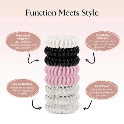 Kitsch Spiral Hair Ties for Women | Ponytail Holders - Brunette, 8 Pcs