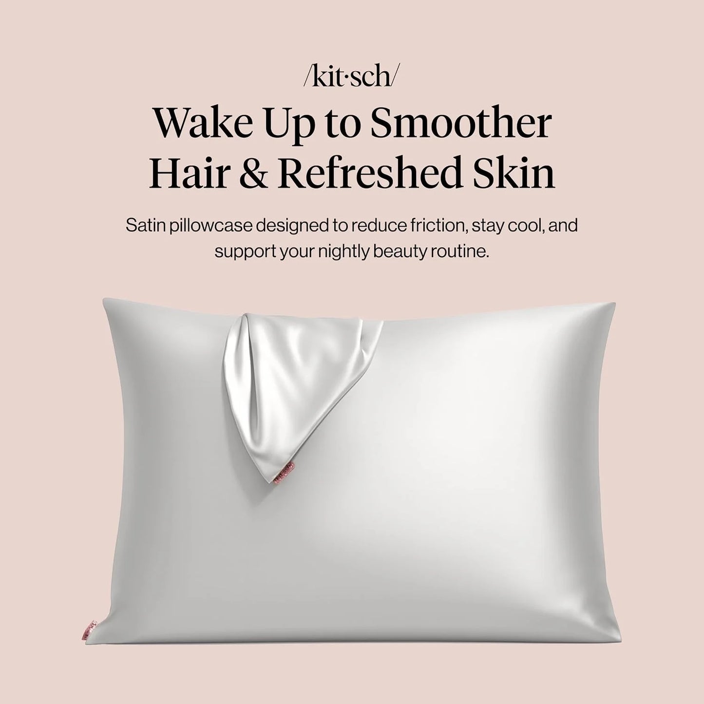 Kitsch Satin Pillowcase with Zipper - Standard Size, Haze Blue