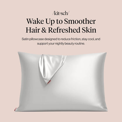 Kitsch Satin Pillowcase with Zipper - Standard Size, Haze Blue