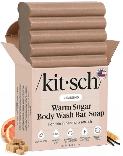 Kitsch Charcoal Soap Body Wash Bar for Cleansing – Made in USA, 4 oz