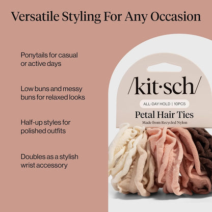 Kitsch Ribbed Hair Ties No Damage - Blush, 10pcs